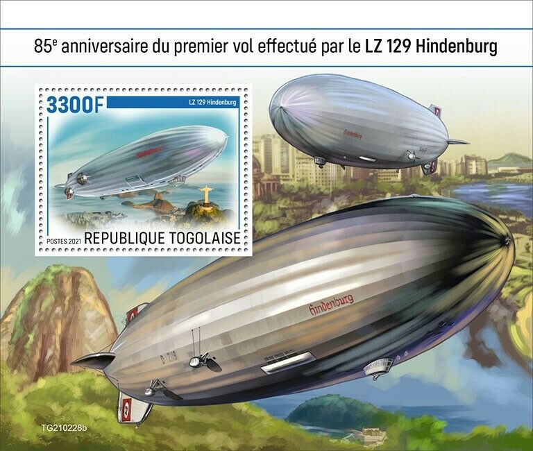 Togo 2021 MNH Aviation Stamps Zeppelins LZ 129 Hindenburg 1st Flight 1v S/S
