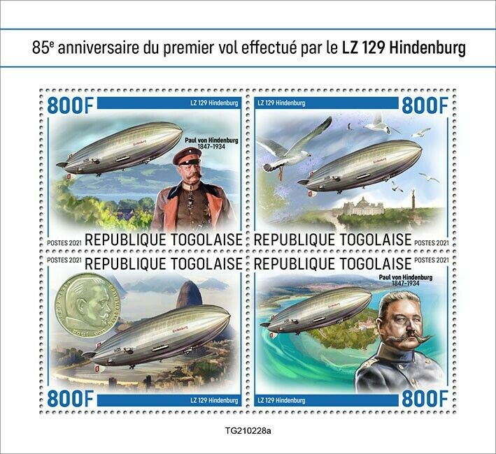 Togo 2021 MNH Aviation Stamps Zeppelins LZ 129 Hindenburg 1st Flight 4v M/S