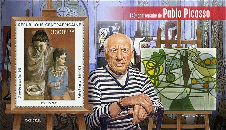 Central African Rep 2021 MNH Art Stamps Pablo Picasso Paintings 1v S/S