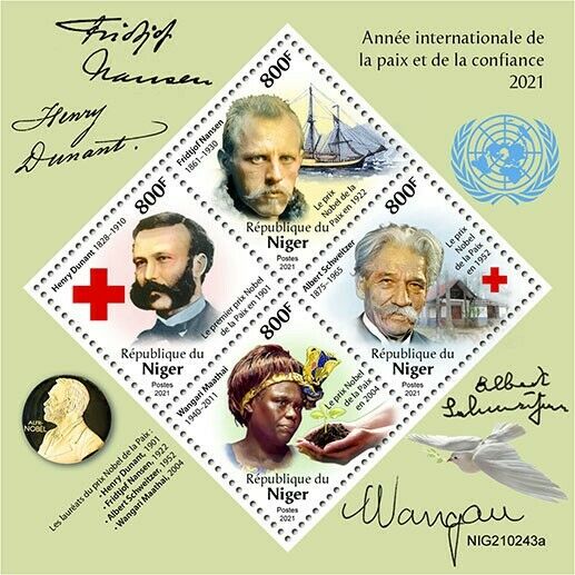 Niger 2021 MNH Nobel Prize Stamps Intl Year of Peace & Trust Schweitzer 4v M/S
