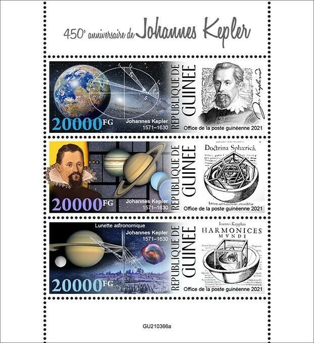 Guinea 2021 MNH Space Stamps Johannes Kepler Astronomy Planets 3v M/S