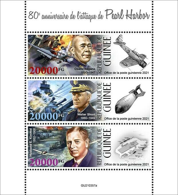 Guinea 2021 MNH Military Stamps WWII WW2 Pearl Harbor Attack 80th Anniv 3v M/S