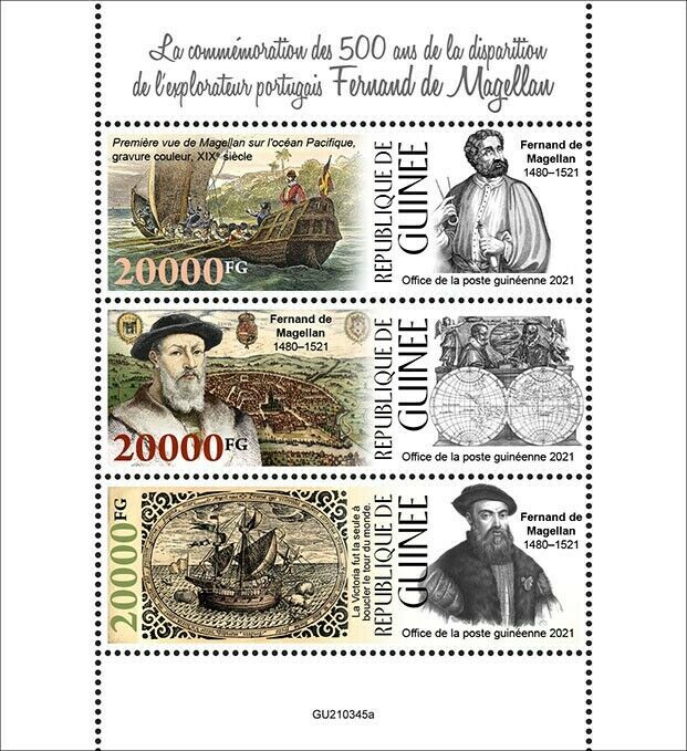 Guinea 2021 MNH Ships Stamps Ferdinand Magellan Exploration Nautical 3v M/S