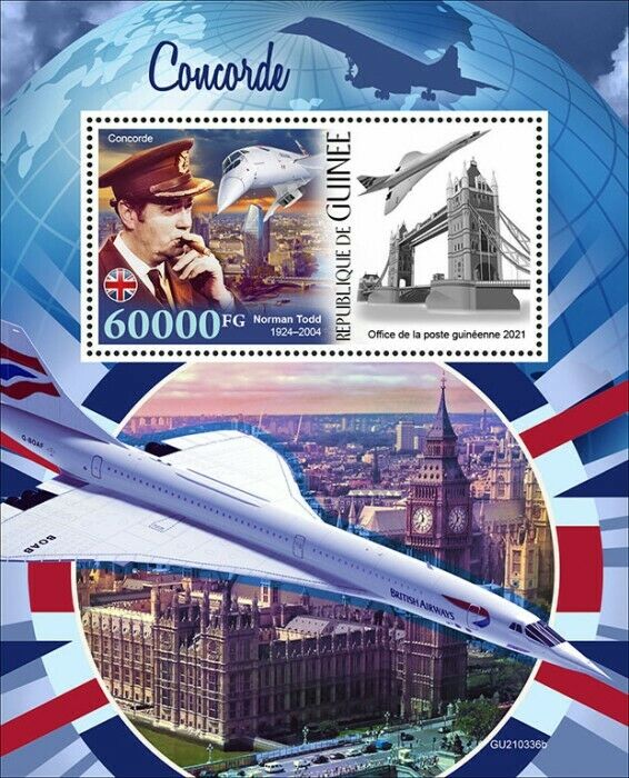 Guinea 2021 MNH Aviation Stamps Concorde Aircraft Norman Todd 1v S/S
