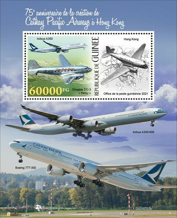 Guinea 2021 MNH Aviation Stamps Cathay Pacific Airways Douglas Aircraft 1v S/S