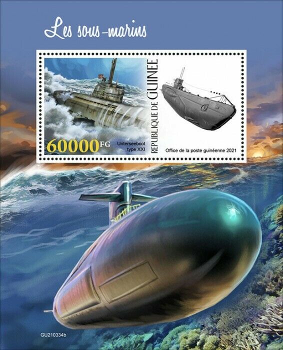 Guinea 2021 MNH Ships Stamps Submarines Unterseeboot Type XXI Nautical 1v S/S