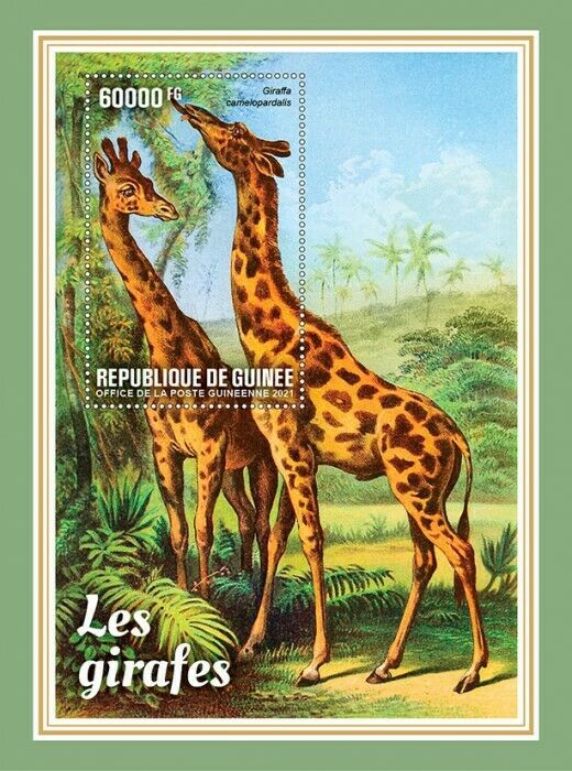 Guinea 2021 MNH Wild Animals Stamps Giraffes Giraffe Fauna 1v S/S