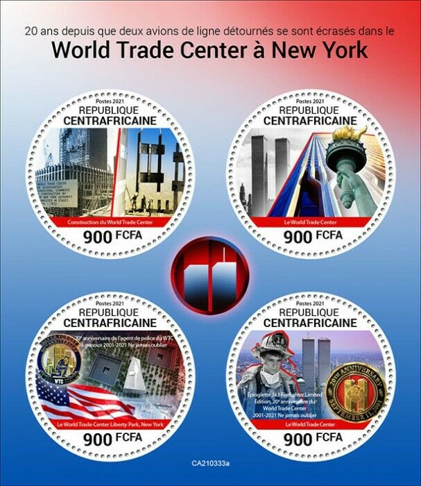 Central African Rep 2021 MNH Stamps World Trade Center New York 9/11 4v M/S