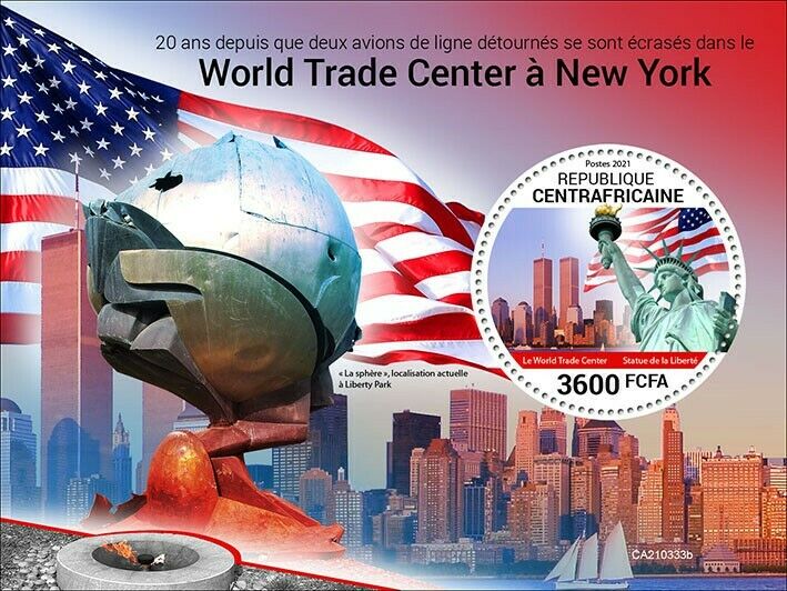 Central African Rep 2021 MNH Stamps World Trade Center New York 9/11 1v S/S