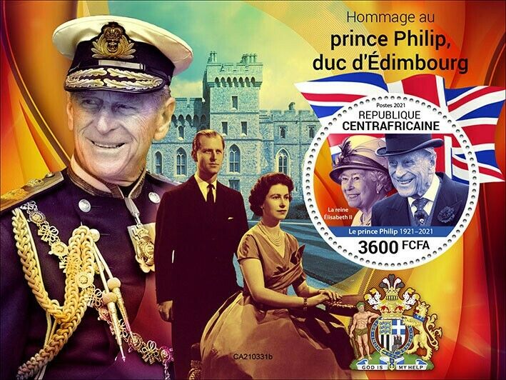 Central African Rep 2021 MNH Royalty Stamps Prince Philip Duke Edinburgh 1v S/S