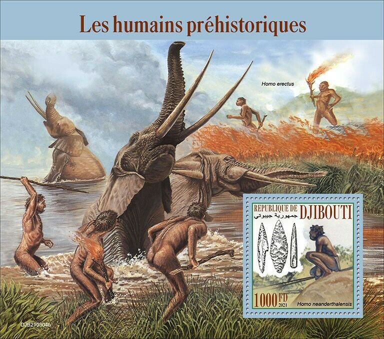 Djibouti 2021 MNH Prehistoric Humans Stamps Homo Erectus Neanderthals 1v S/S
