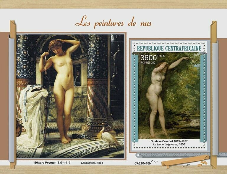 Central African Rep 2021 MNH Art Stamps Nude Paintings Gustave Courbet 1v S/S