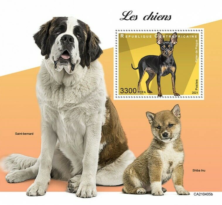Central African Rep 2021 MNH Dogs Stamps Prague Ratter Dog Breeds 1v S/S