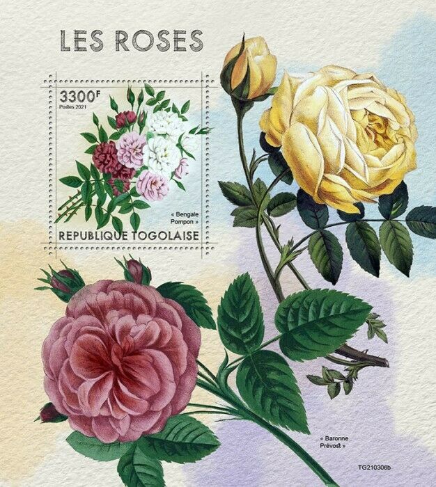 Togo 2021 MNH Flowers Stamps Roses Rose Flora Nature 1v S/S