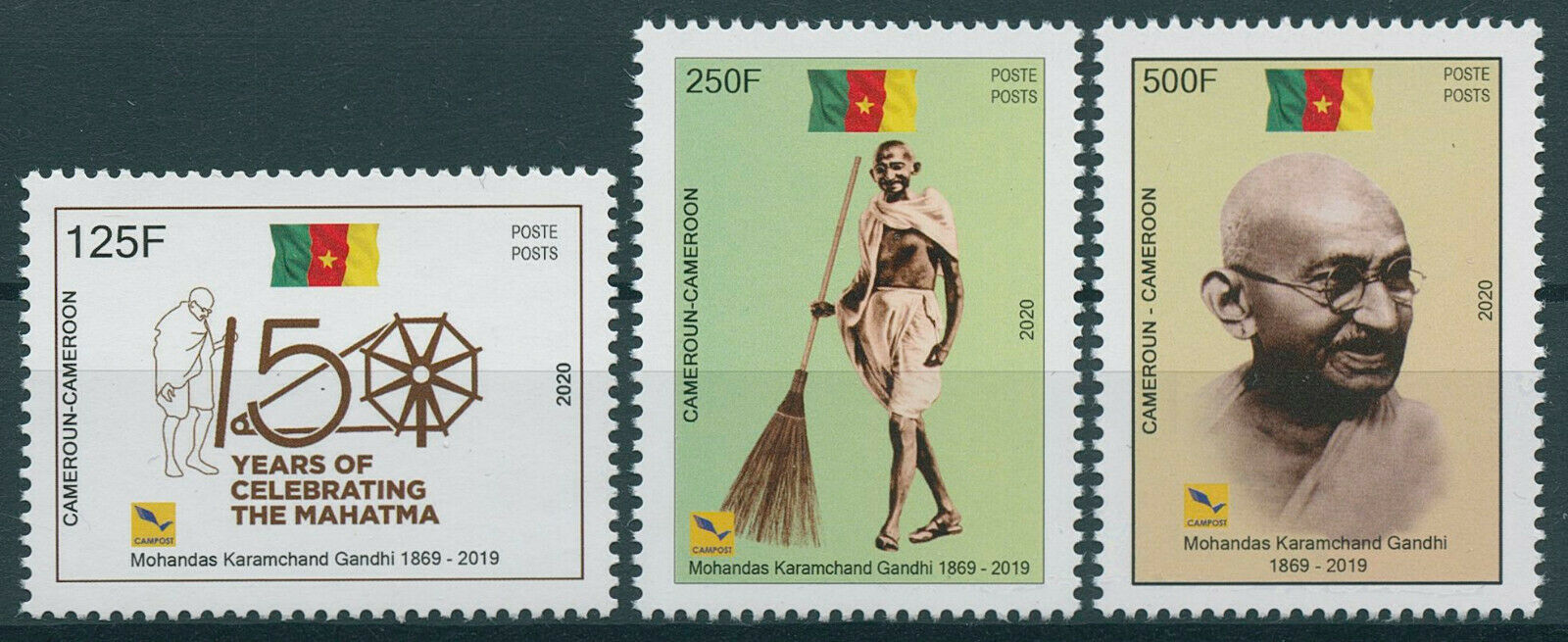 Cameroon 2020 MNH Mahatma Gandhi Stamps 150 Yrs Historical Figures People 3v Set