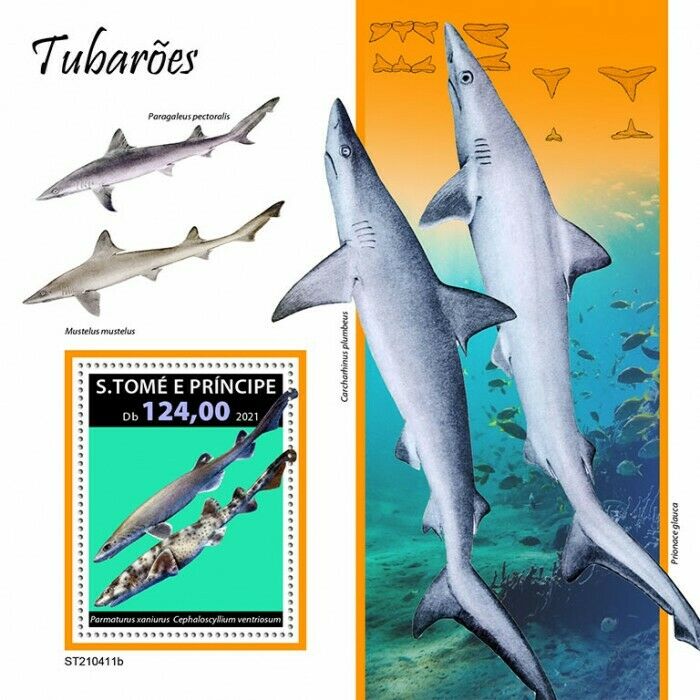 Sao Tome & Principe 2021 MNH Marine Animals Stamps Sharks Dogfish Shark 1v S/S