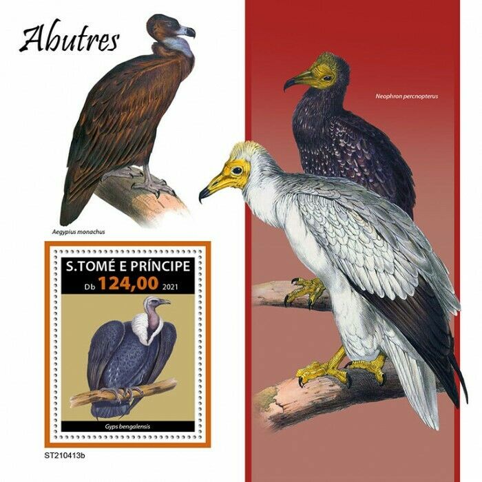 Sao Tome & Principe 2021 MNH Birds on Stamps Vultures White-Rumped Vulture 1v SS