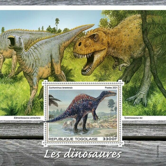 Togo 2021 MNH Dinosaurs Stamps Prehistoric Animals Suchimimus T-Rex 1v S/S