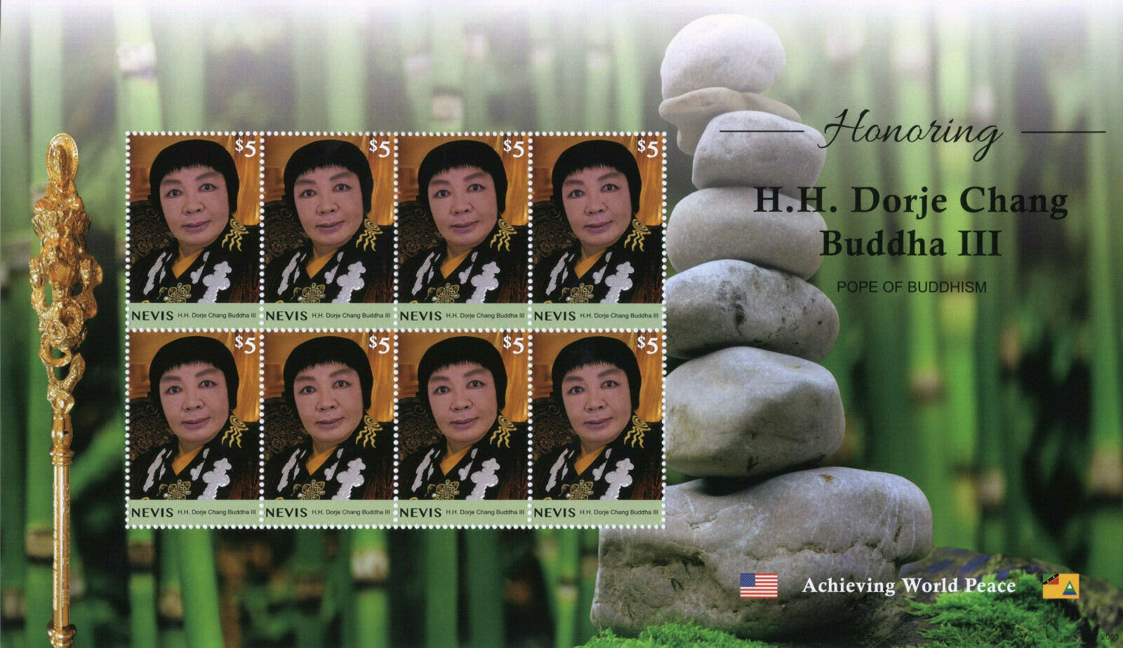 Nevis 2020 MNH Religion Stamps HH Dorje Chang Buddha III Buddhism Famous People 8v M/S