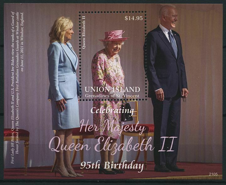 Union Island Gren St Vincent 2021 MNH Royalty Stamps Queen Elizabeth II 1v S/S
