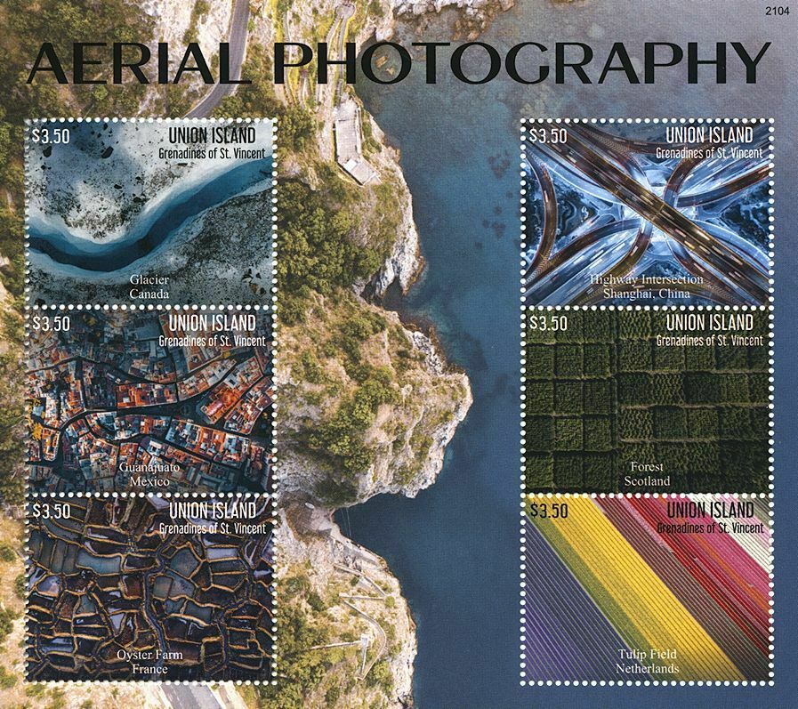 Union Island Gren St Vincent 2021 MNH Landscapes Stamps Aerial Photography 6v MS