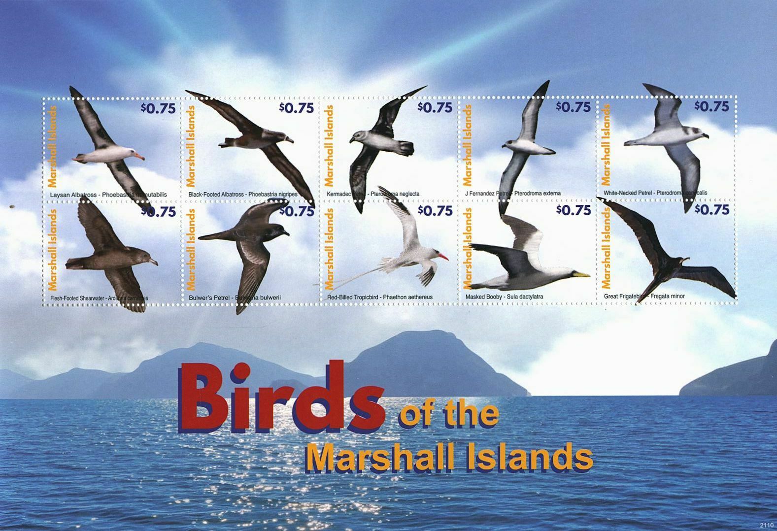 Marshall Islands 2021 MNH Birds on Stamps Albatross Petrels Booby 10v M/S