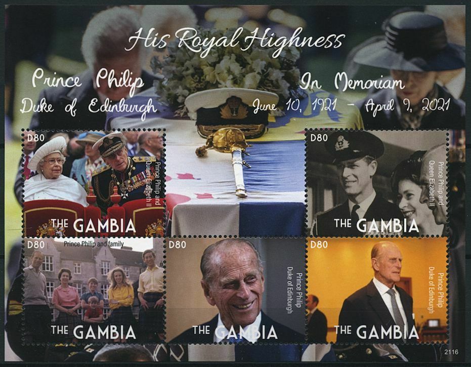 Gambia 2021 MNH Royalty Stamps Prince Philip Duke of Edinburgh Memorial 5v M/S