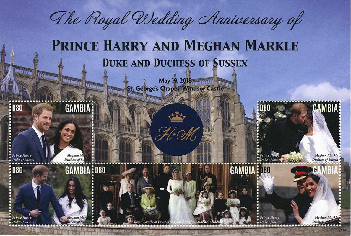 Gambia 2021 MNH Royalty Stamps Prince Harry & Meghan Royal Wedding 5v M/S