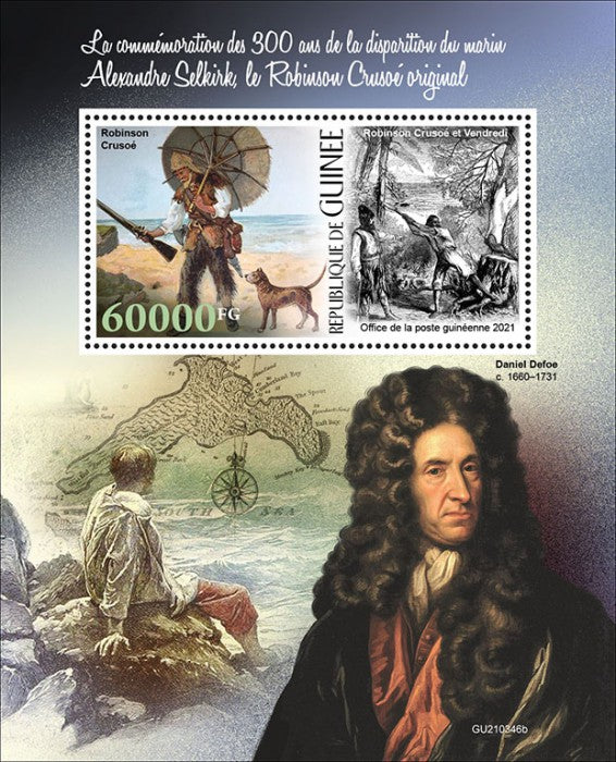 Guinea 2021 MNH People Stamps Alexander Selkirk Real Robinson Crusoe 1v S/S