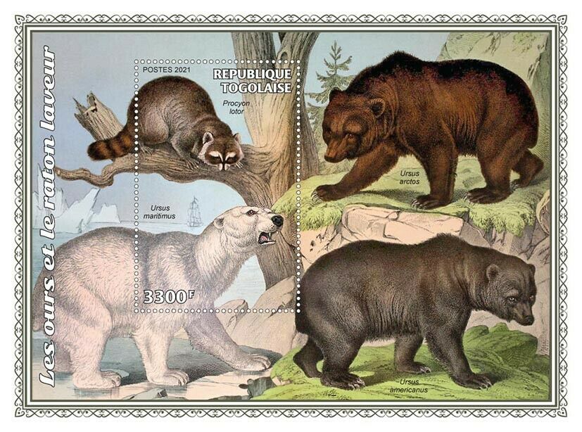 Togo 2021 MNH Wild Animals Stamps Bears & Raccoons Polar Bear 1v S/S