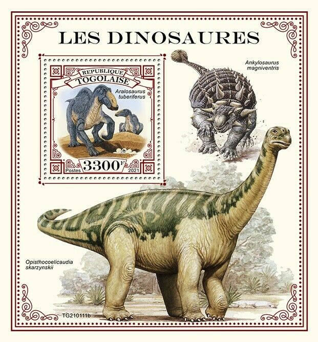 Togo 2021 MNH Dinosaurs Stamps Prehistoric Animals Aralosaurus 1v S/S