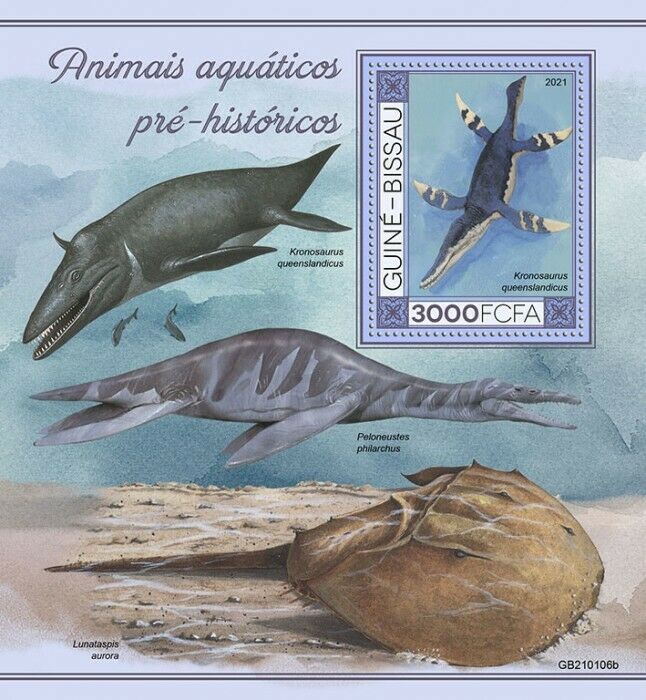 Guinea-Bissau 2021 MNH Dinosaurs Stamps Aquatic Prehistoric Animals 1v S/S II