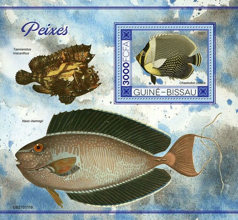 Guinea-Bissau 2021 MNH Fish Stamps Fishes Butterflyfish 1v S/S I