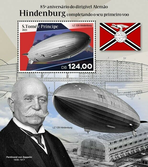 Sao Tome & Principe 2021 MNH Aviation Stamps Zeppelins LZ 129 Hindenburg 1v S/S