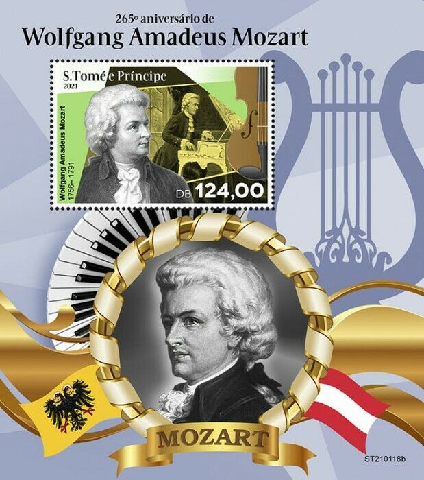 Sao Tome & Principe 2021 MNH Music Stamps Wolfgang Mozart Composers 1v S/S