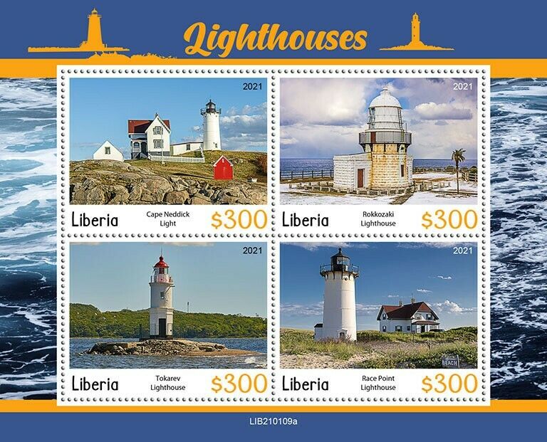 Liberia 2021 MNH Lighthouses Stamps Rokkazaki Tokarev Lighthouse 4v M/S