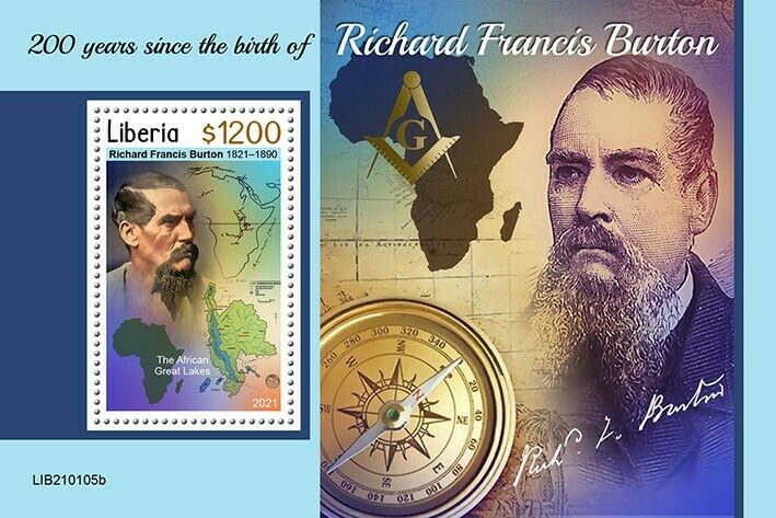 Liberia 2021 MNH Famous People Stamps Richard Francis Burton Exploration 1v S/S