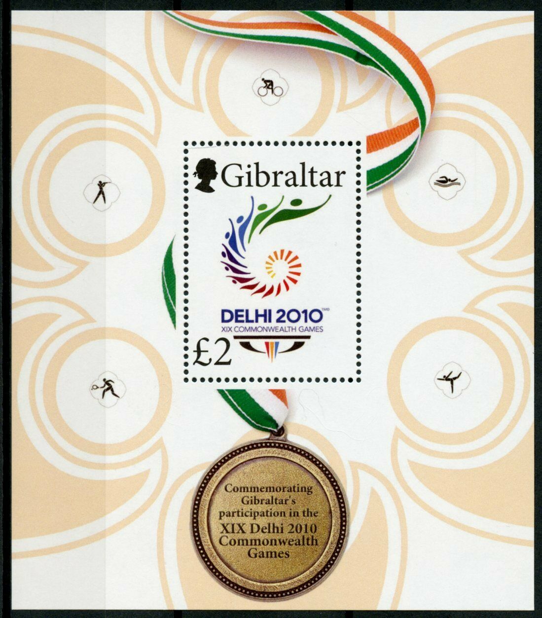 Gibraltar 2010 MNH Sports Stamps XIX Commonwealth Games Delhi 1v M/S