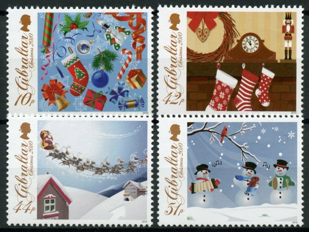 Gibraltar 2010 MNH Christmas Stamps Festive Scenes Stockings Santa 4v Set