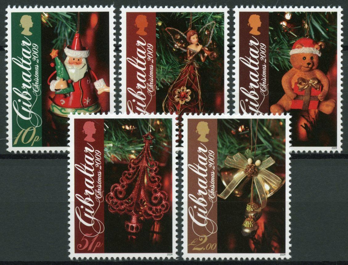 Gibraltar 2009 MNH Christmas Stamps Santa Decorations Trees 5v Set