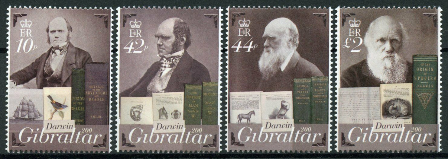 Gibraltar 2009 MNH Charles Darwin Stamps People Science Evolution 4v Set