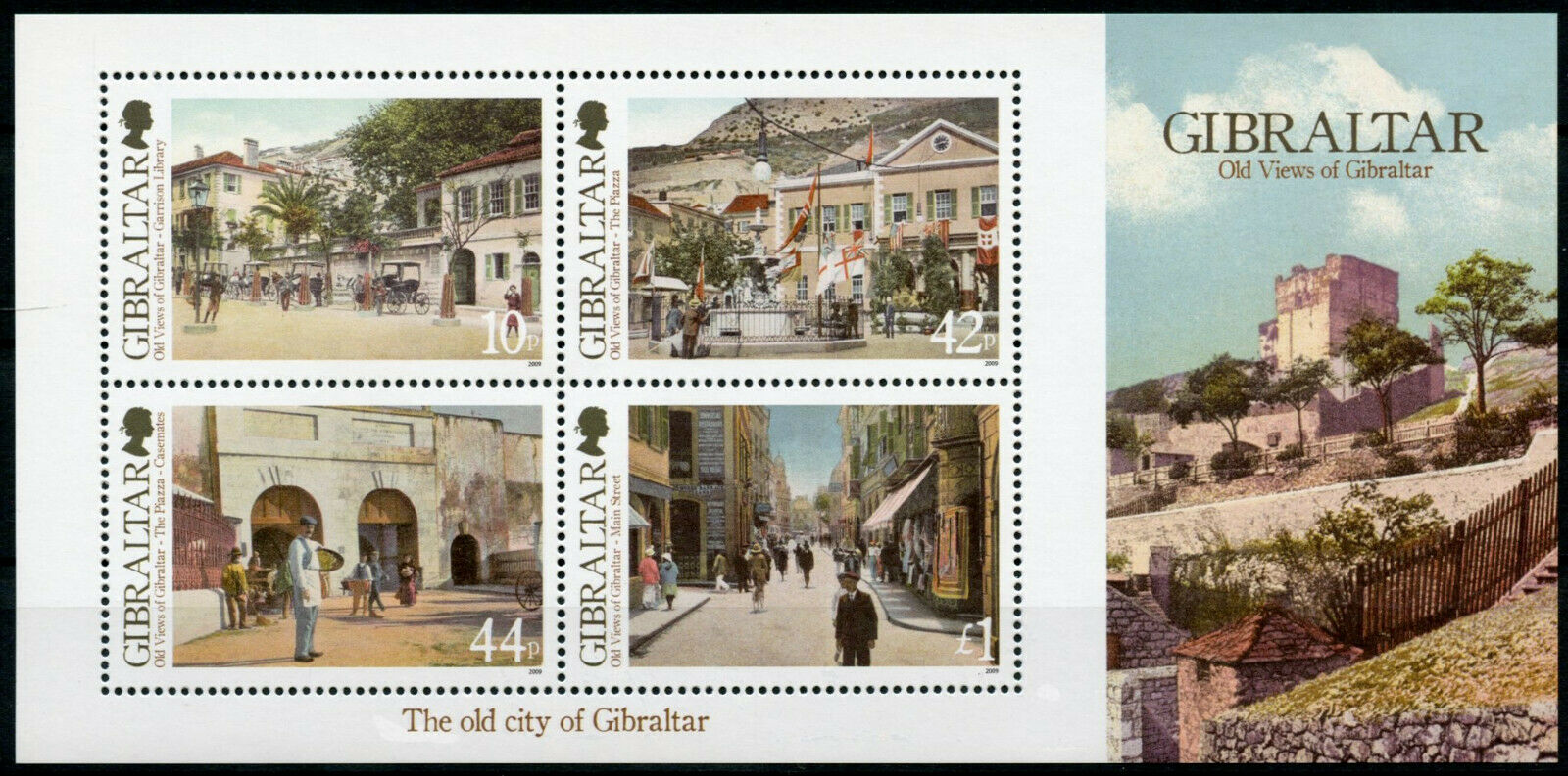 Gibraltar 2009 MNH Landscapes Stamps Old Views Part I Cities Architecture 4v M/S