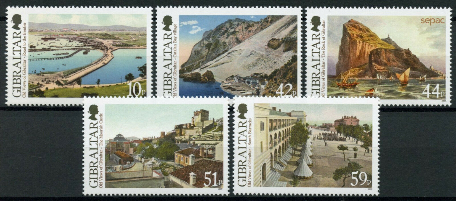Gibraltar 2009 MNH Landscapes Stamps Old Views Part I SEPAC Architecture 5v Set