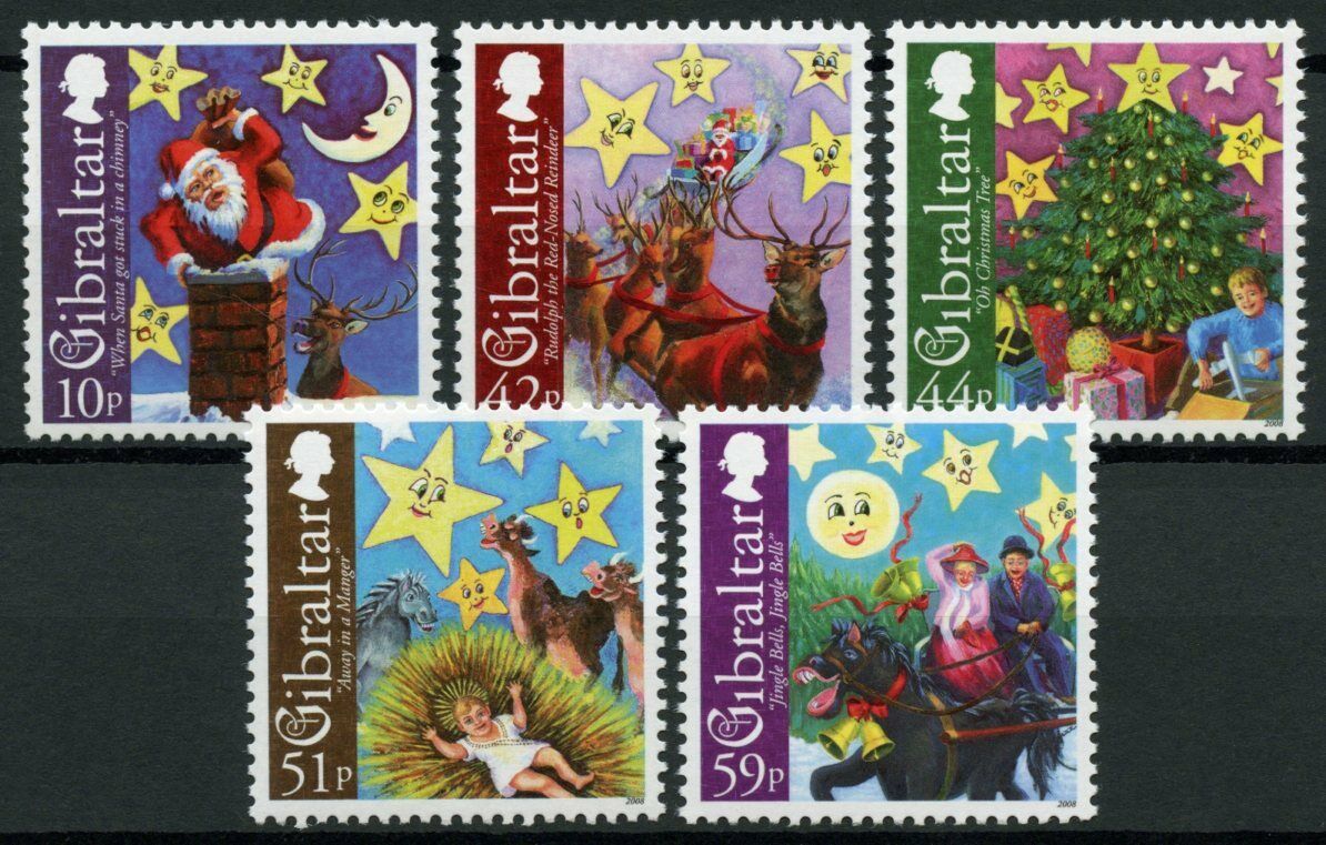 Gibraltar 2008 MNH Christmas Stamps Songs & Carols Santa Nativity 5v Set