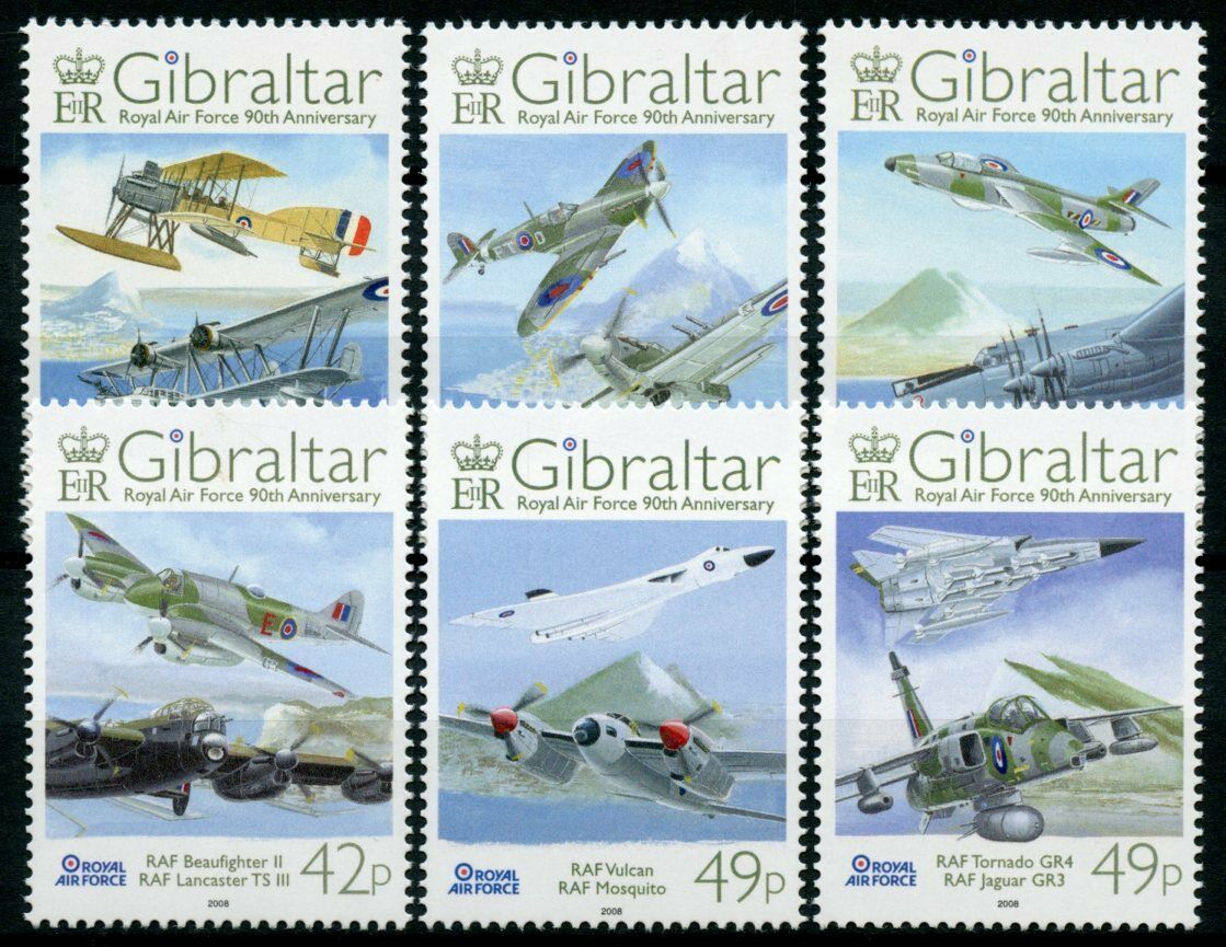 Gibraltar 2008 MNH Aviation Stamps Royal Air Force RAF Lancaster Vulcan 6v Set