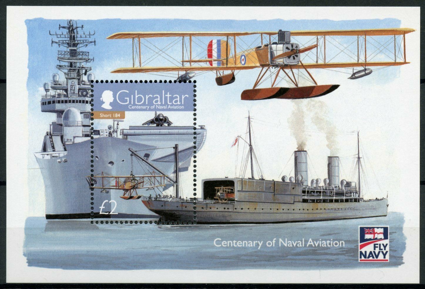 Gibraltar 2009 MNH Aircraft Stamps Naval Aviation Short 184 Ships 1v M/S