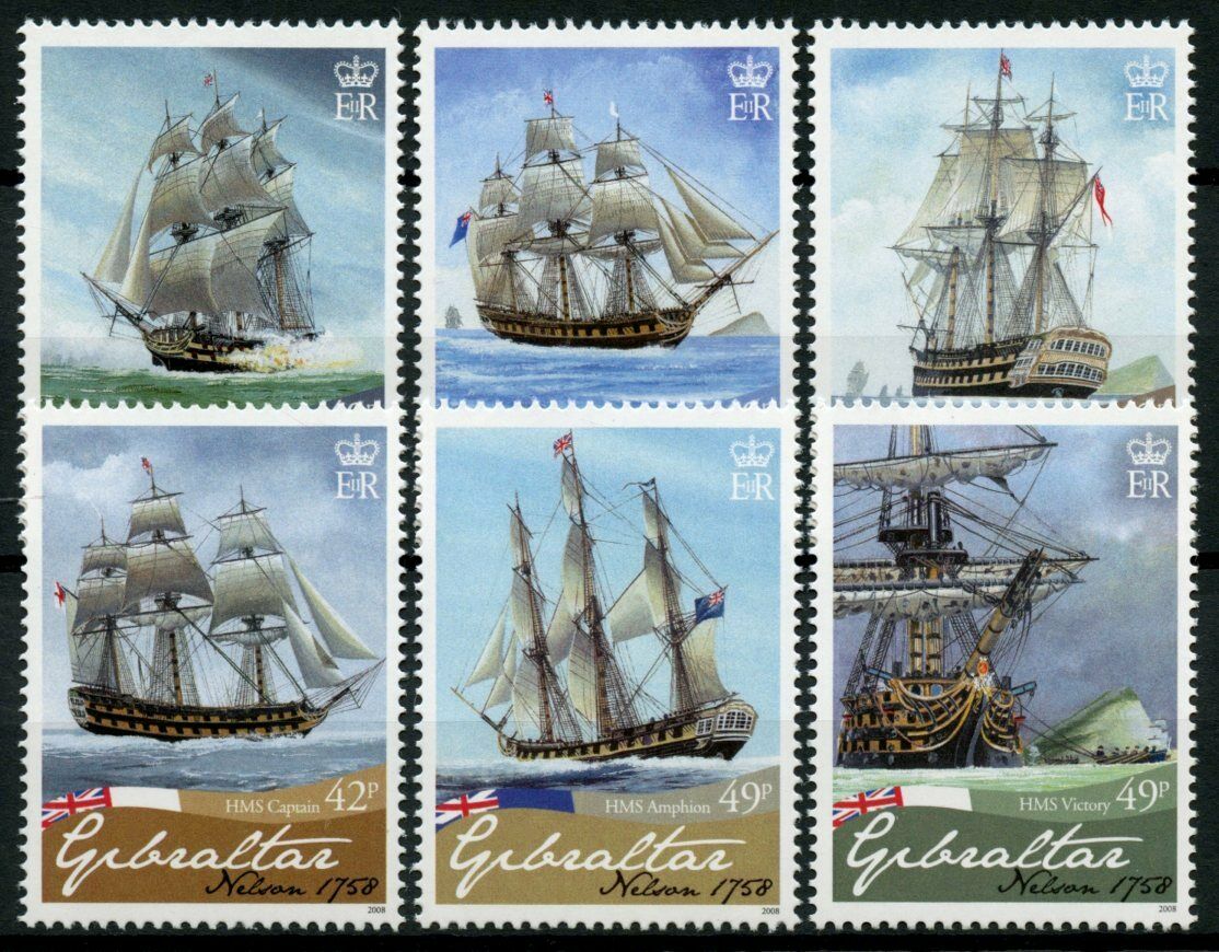 Gibraltar 2008 MNH Ships Stamps Admiral Lord Nelson Birth Nautical 6v Set