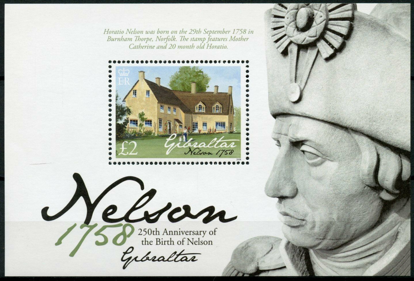 Gibraltar 2008 MNH Historical Figures Stamps Admiral Lord Nelson Birth 1v M/S