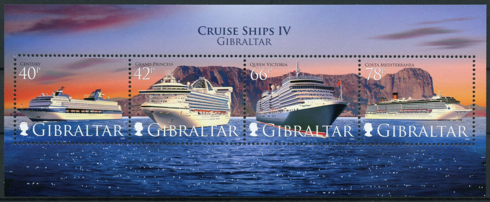 Gibraltar 2008 MNH Cruise Ships Stamps Part IV Queen Victoria Century 4v M/S
