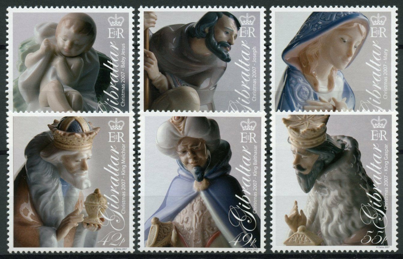 Gibraltar 2007 MNH Christmas Stamps Nativity Porcelain Figurines Jesus 6v Set